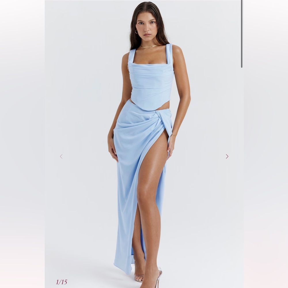 House of CB Vesper Soft Blue Maxi Skirt (Size S, NWT, Blue)